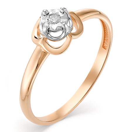 Кольцо, золото, бриллиант, красный, 1-106-455